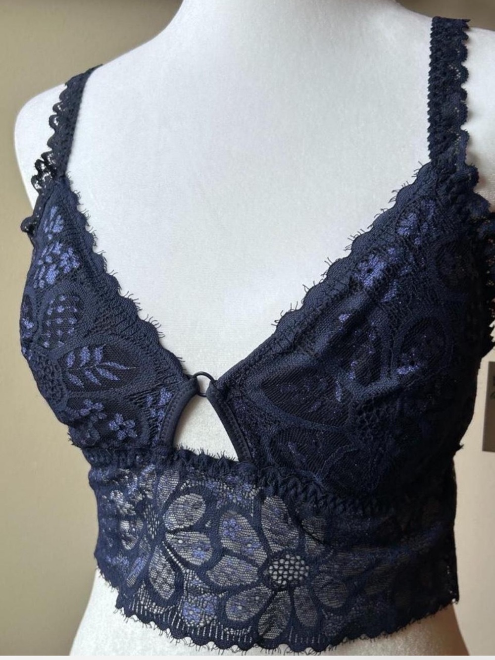 Aerie Lace Bralette Crop Top Festival Boho- Navy Women’s S